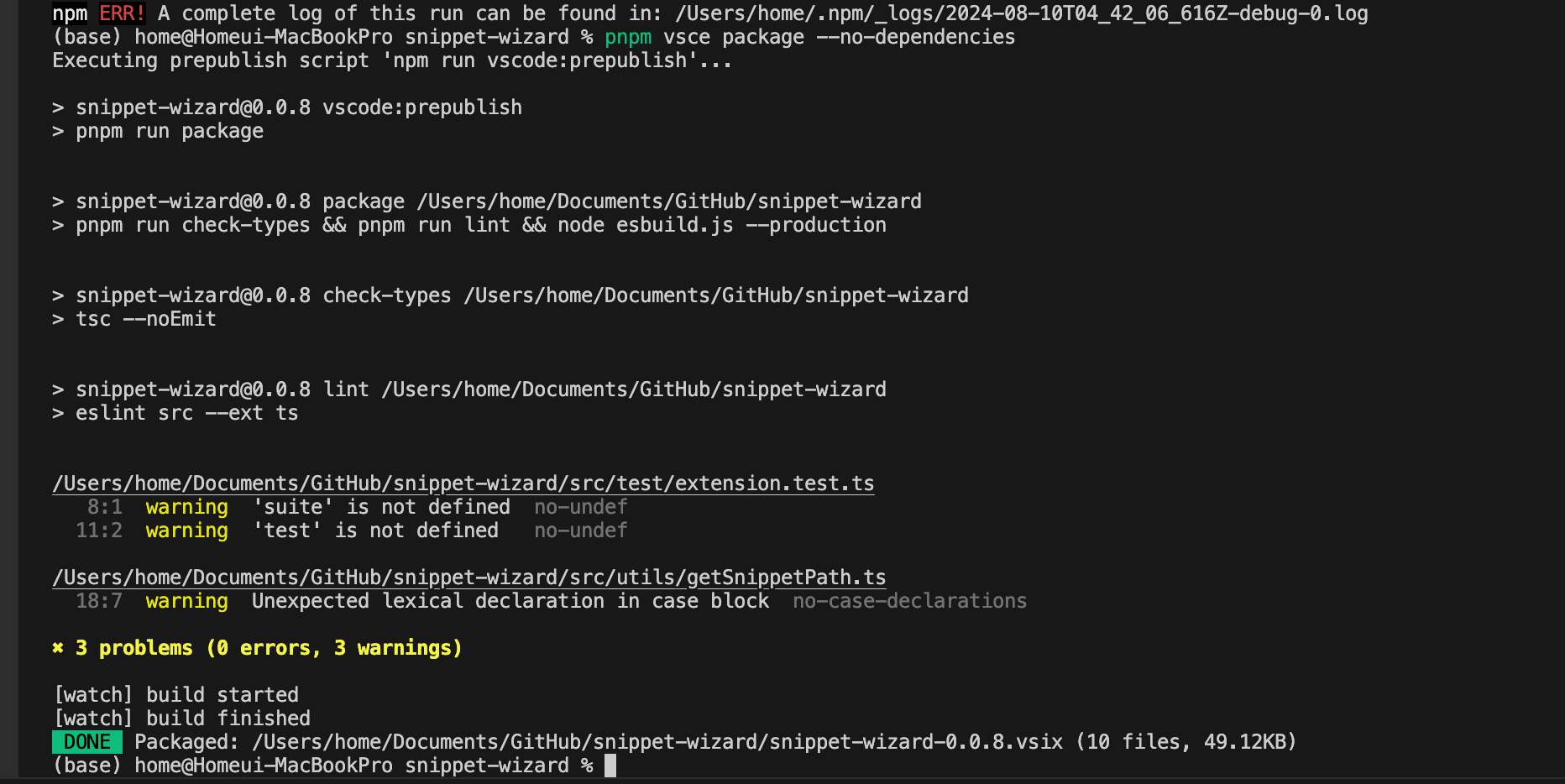 VSCode 확장프로그램 배포 시(vsce publish) 에러 해결
