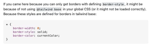 tailwindCSS에서 Border 적용이 되지 않는다.