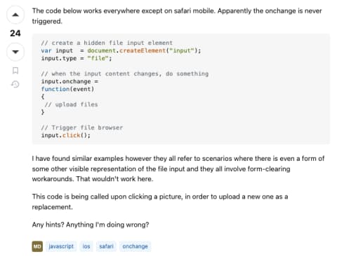 출처 : https://stackoverflow.com/questions/47664777/javascript-file-input-onchange-not-working-ios-safari-only