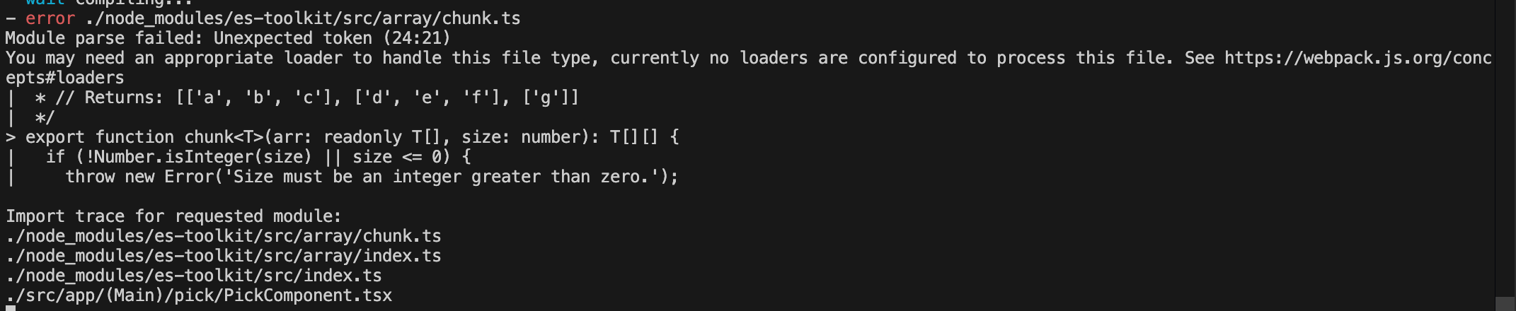 Module parse failed: Unexpected token (24:21)